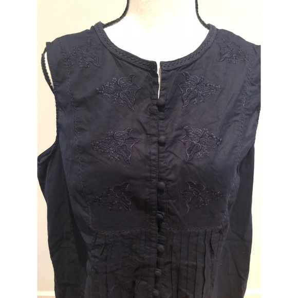 Cynthia Rowley Navy Blue Floral Sleeveless Top - Picture 2 of 5